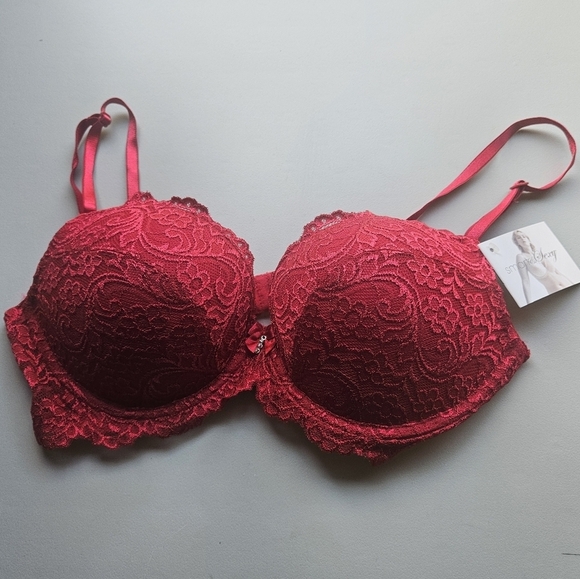 NWT Smart And Sexy Women's Size 36C Red Lace Bra - Picture 1 of 3